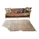 Vintage Turkish Silk Rug, 180x116 cm, Kayseri, Pink Blue Green, Handmade