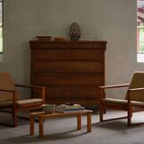 Børge Mogensen, a pair of BM2256 lounge chairs in oak and jute, Denmark, 1960s.