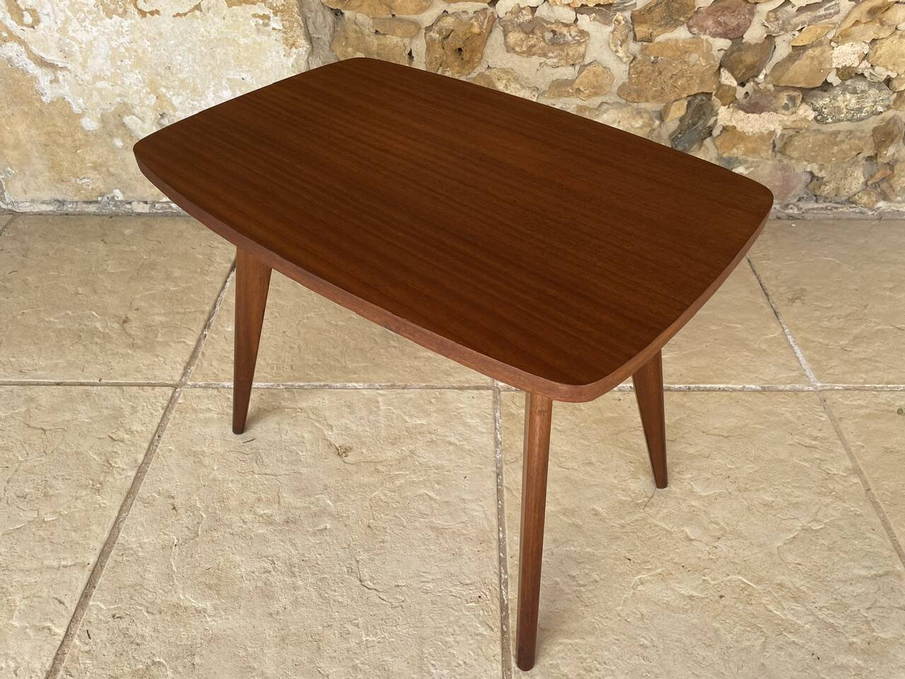 Table d’appoint vintage , pieds compas , circa 1960s