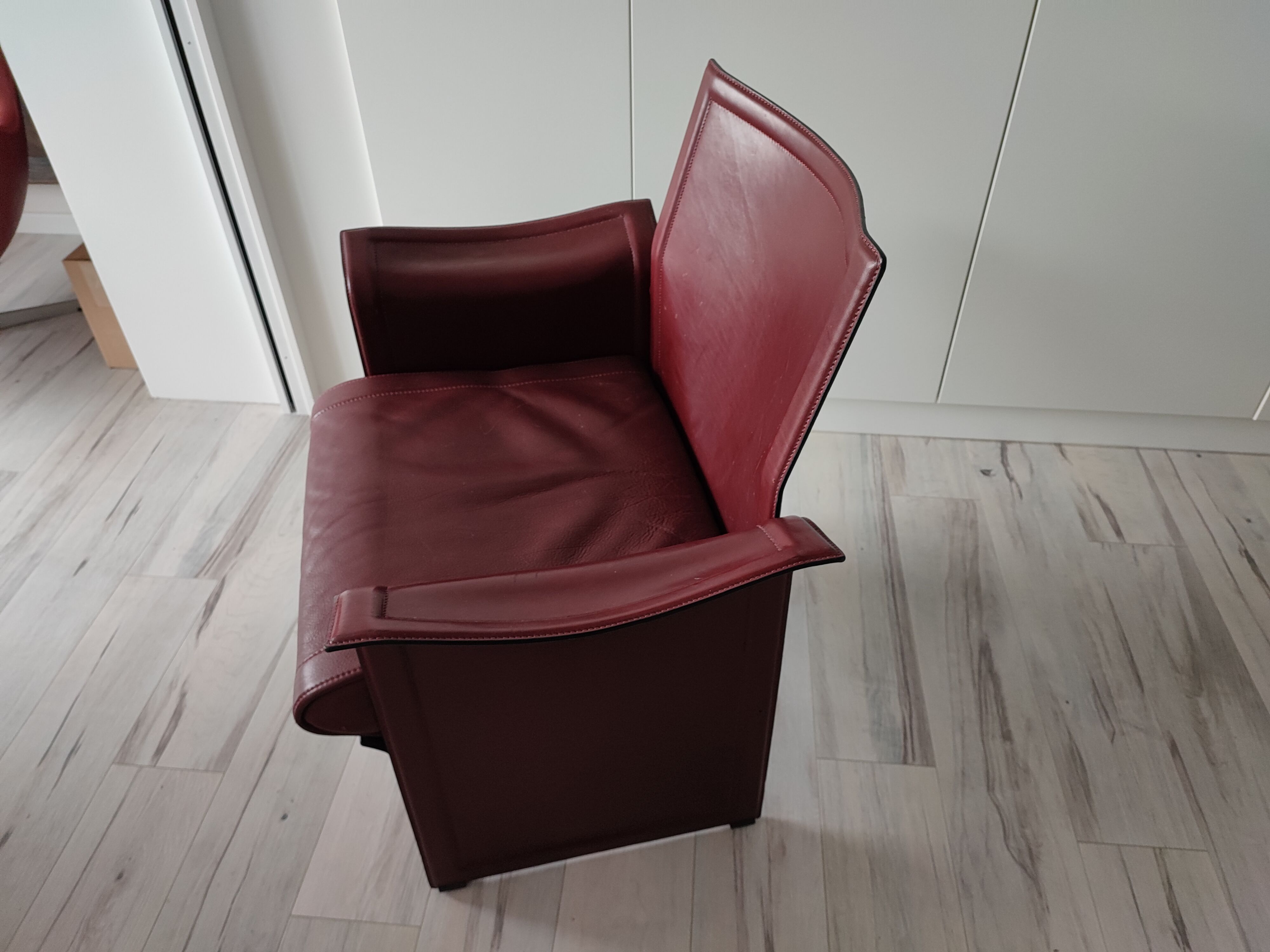 Bordeaux leather armchair by Tito Agnoli for Matteo Grassi, Italy