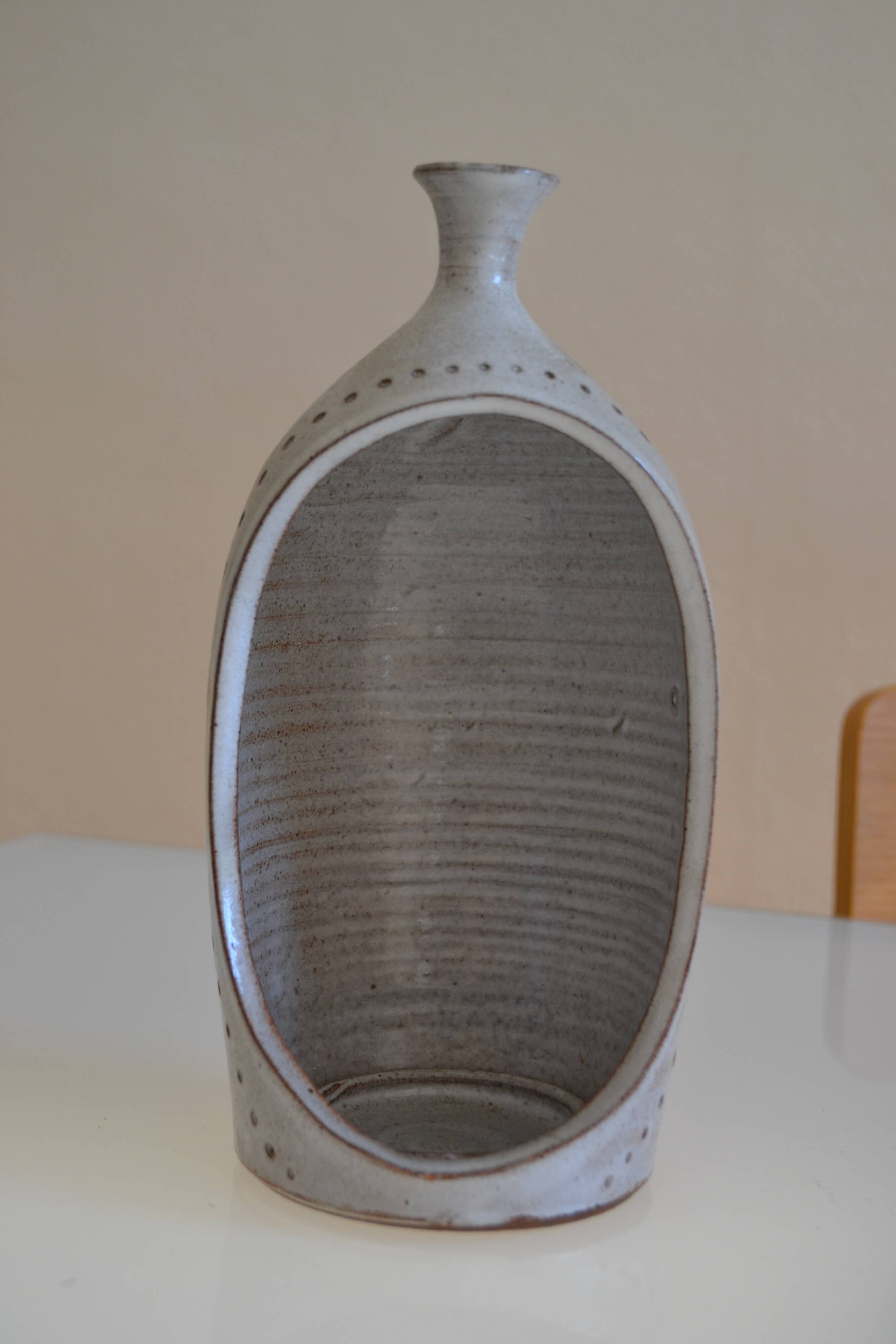 Ceramic stoneware candle holder from the 1970s.