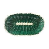 60's white and green scoubidou basket
