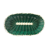 Corbeille scoubidou vert et blanc des années 60