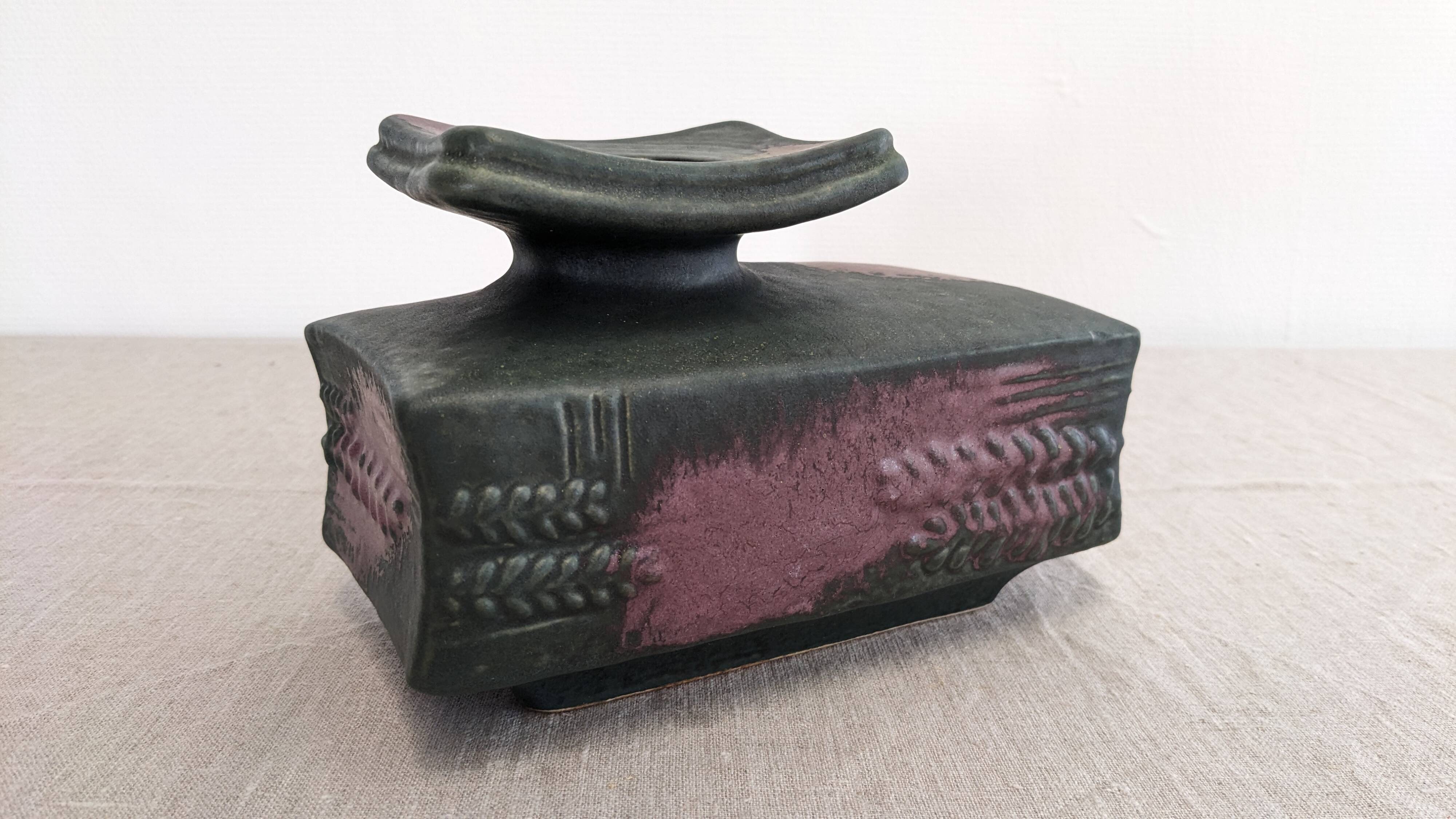 Vase brutaliste en céramique d'Helmut Schaeffenacker, Allemagne vers 1960