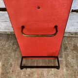 Coat rack red 1950 mirror free-form brass hooks