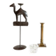 Trio de bougeoirs laiton cristal métal vintage