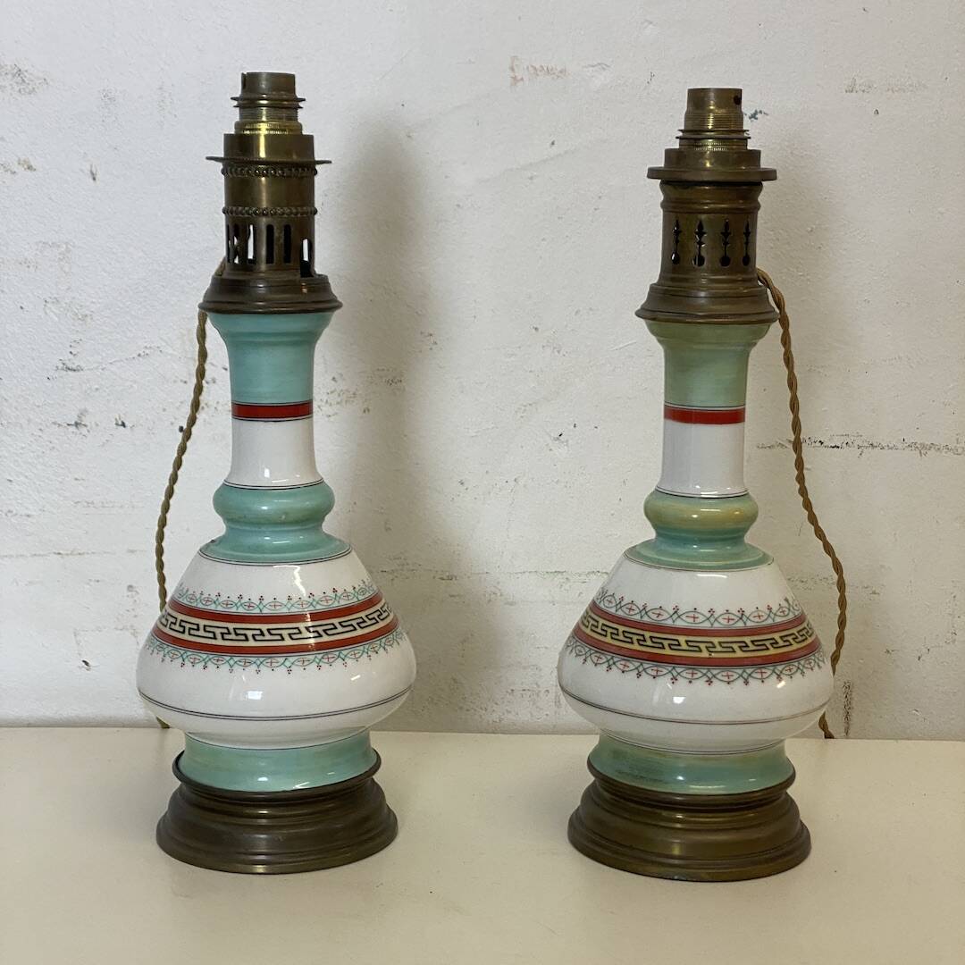 Pair of 19th century porcelain lamp bases