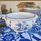 Saladier rond creux vintage KG Lunéville liseré bleu et decor de fleurs bleues et jaunes