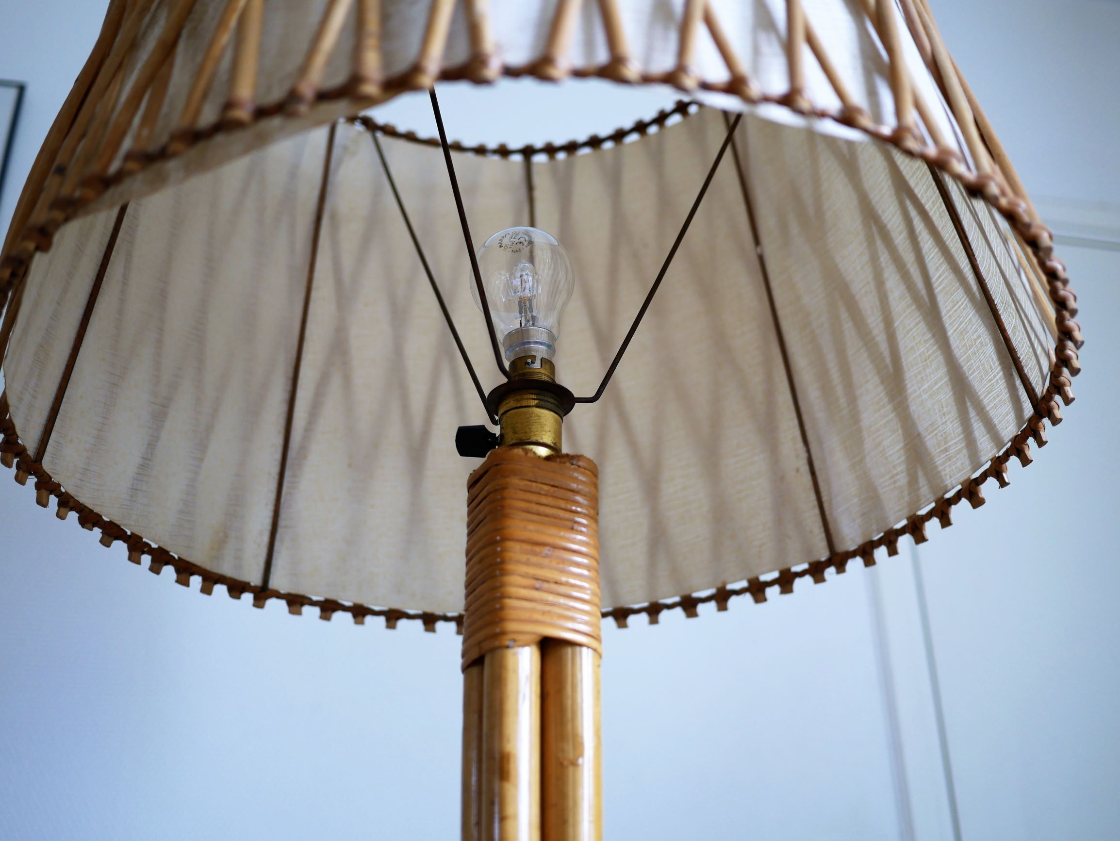 Floor lamp rattan and bamboo 60 years