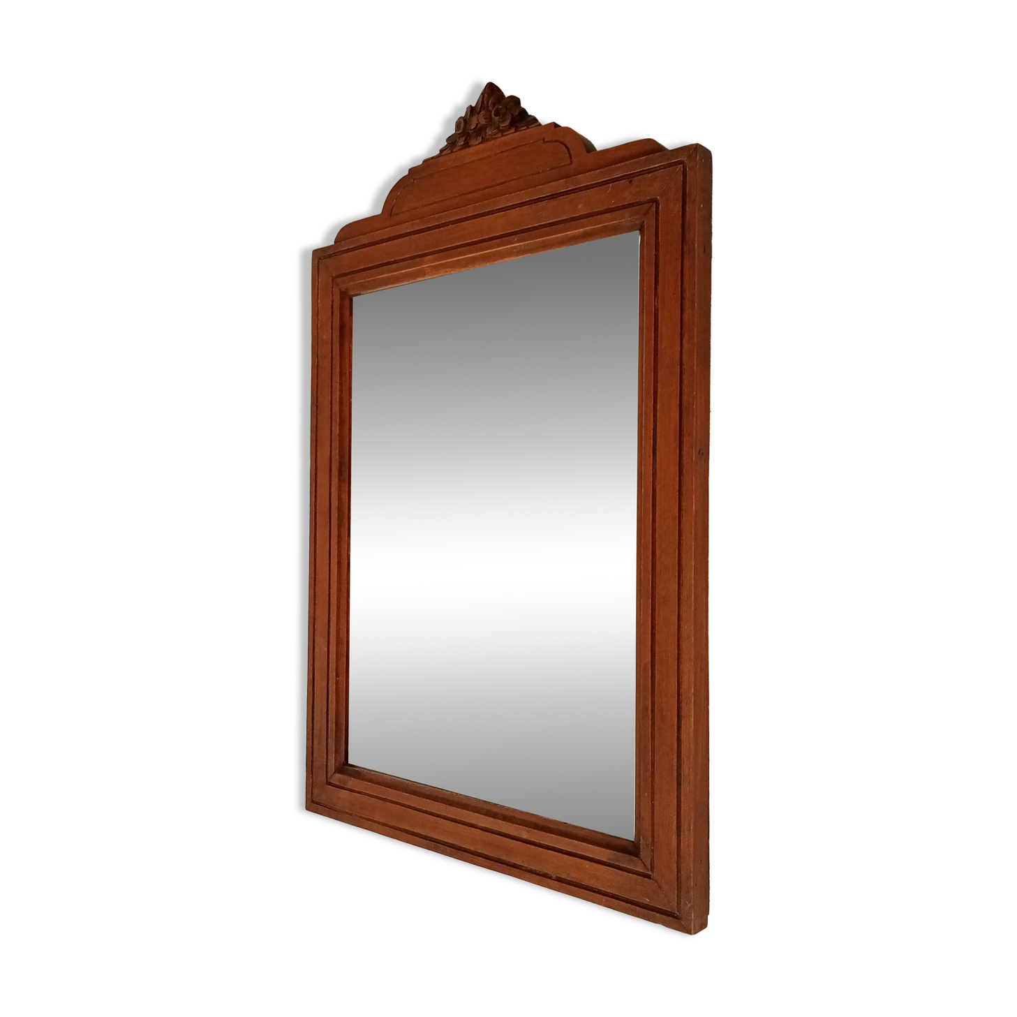 Art Deco beveled mirror in solid oak 50.5*33