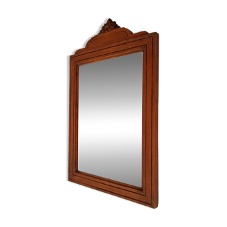 Art Deco beveled mirror in solid oak 50.5*33