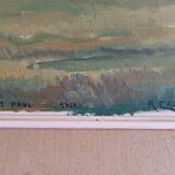 Large oil on canvas landscape of St Paul de Serre signed R. CAZ.