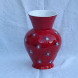 Vintage red baud ceramic vase in Vallauris 50