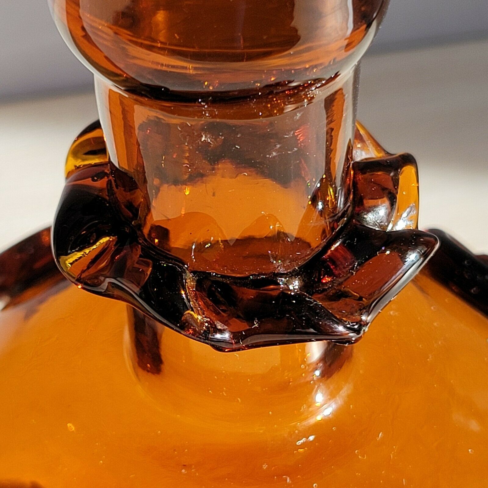 Brown blown glass decanter