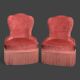 Pair of vintage pink velvet toad armchairs 1960