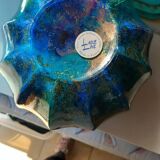 Vase laque line bleu