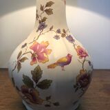 Vintage faience lamp with bird décor