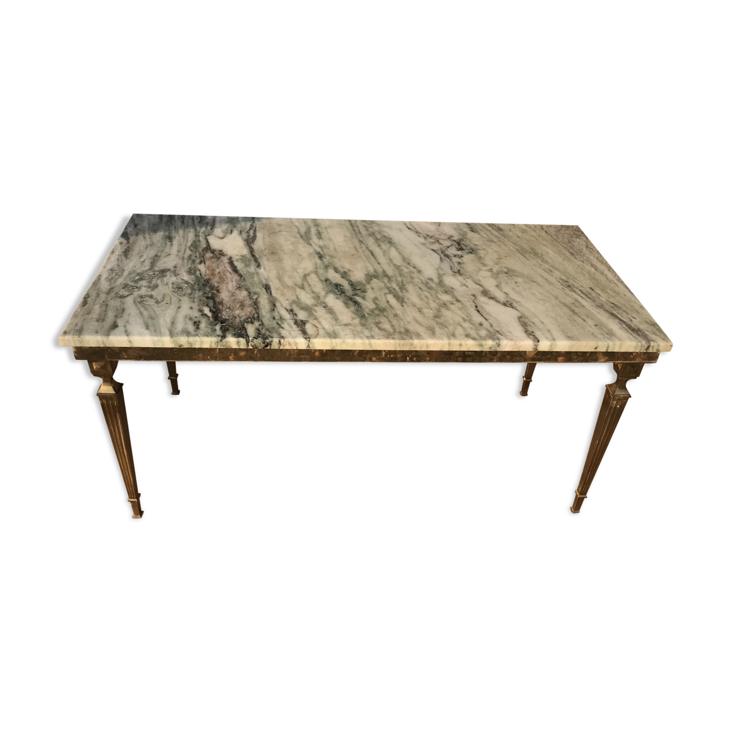 Table low marble and golden bronze