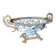 Blue Chinese floral porcelain coupe on a bronze base table centrepiece.