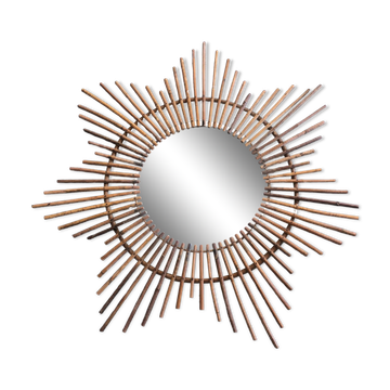 Mirror sun rattan bamboo 60s