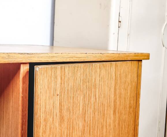 Vintage wooden desk with drawers 1970's