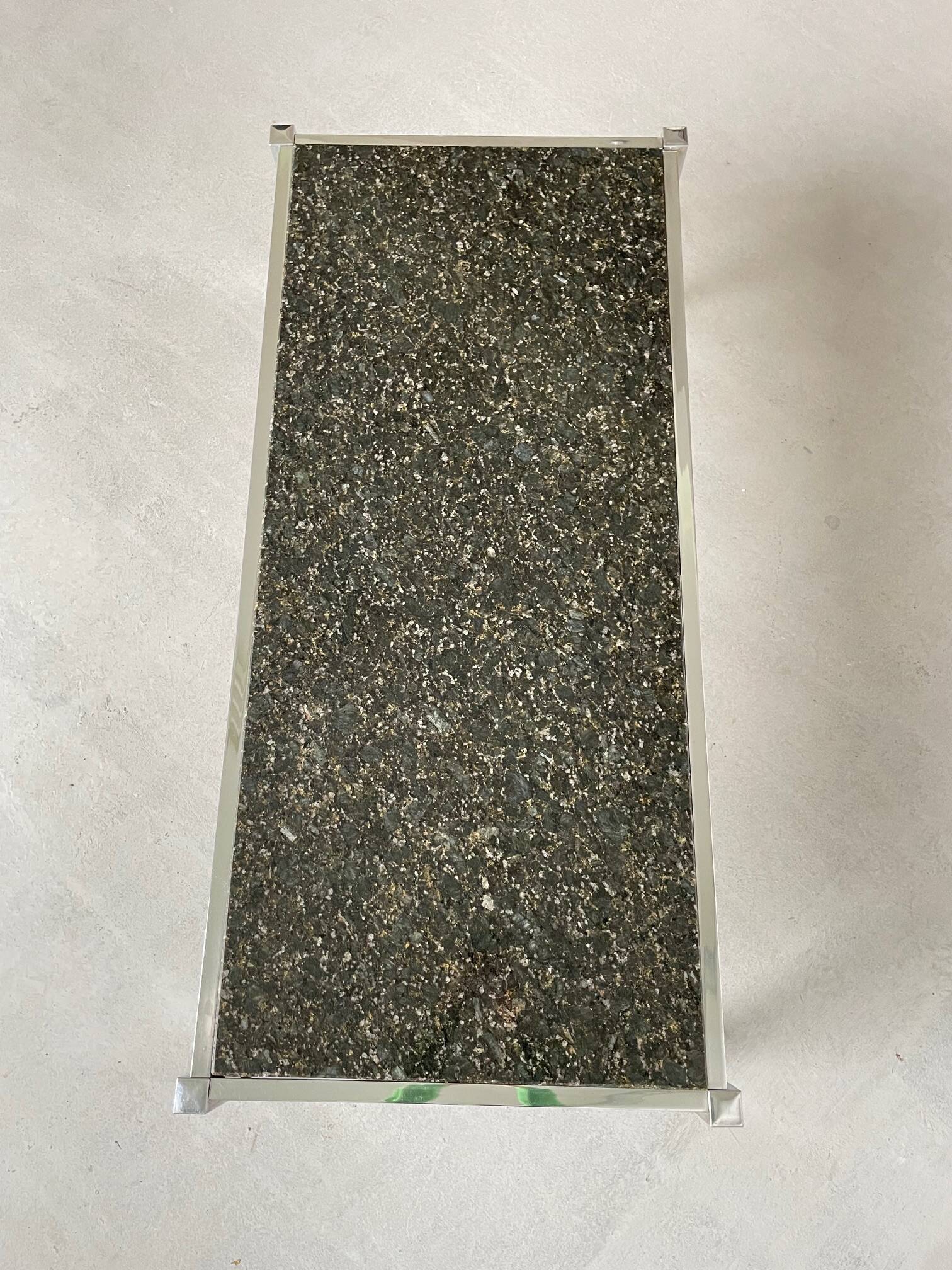 Vintage 1970s Modernist Coffee Table, Chrome and Granite