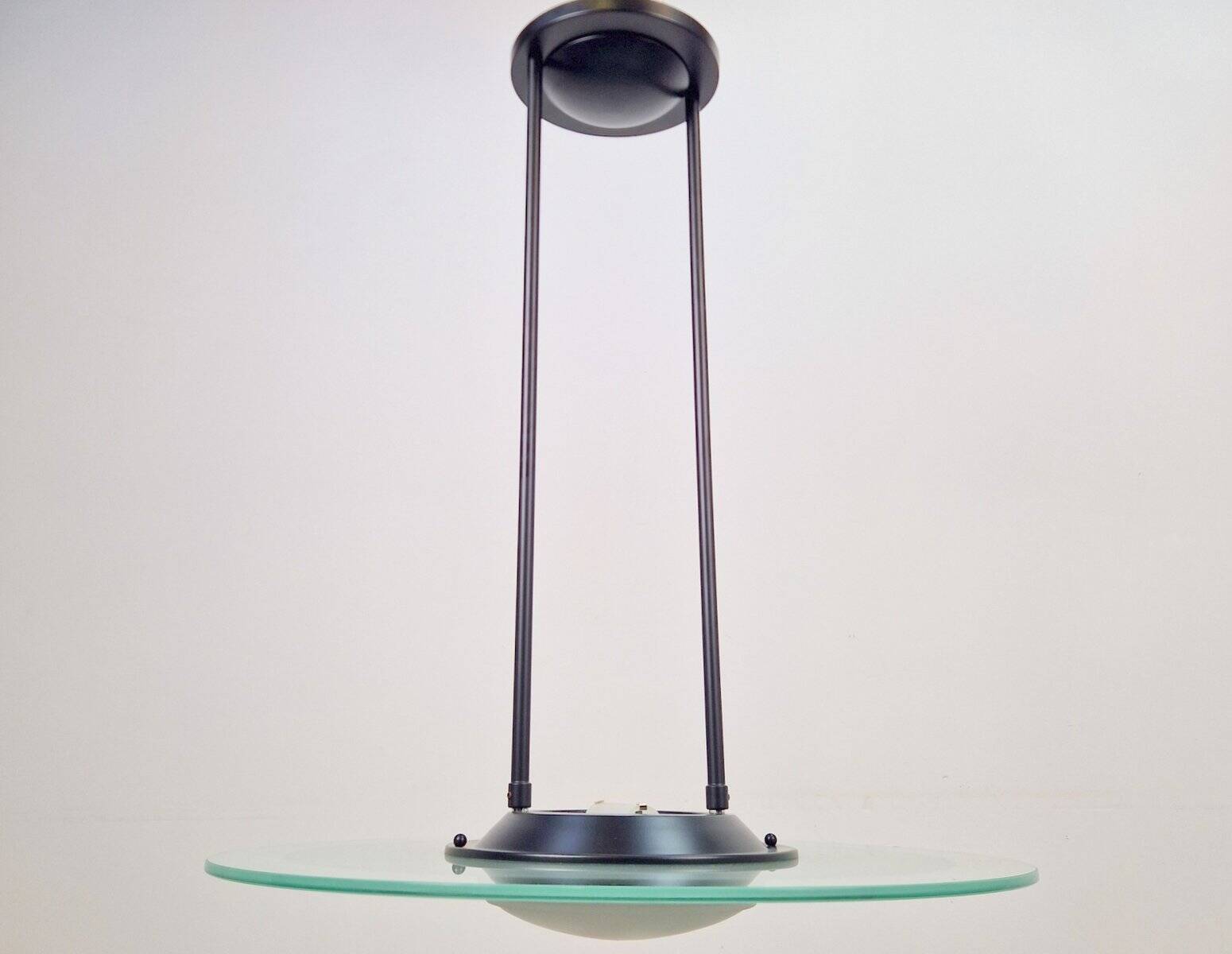 Vintage Italian Glass Disc UFO Pendant Lamp, 1980s