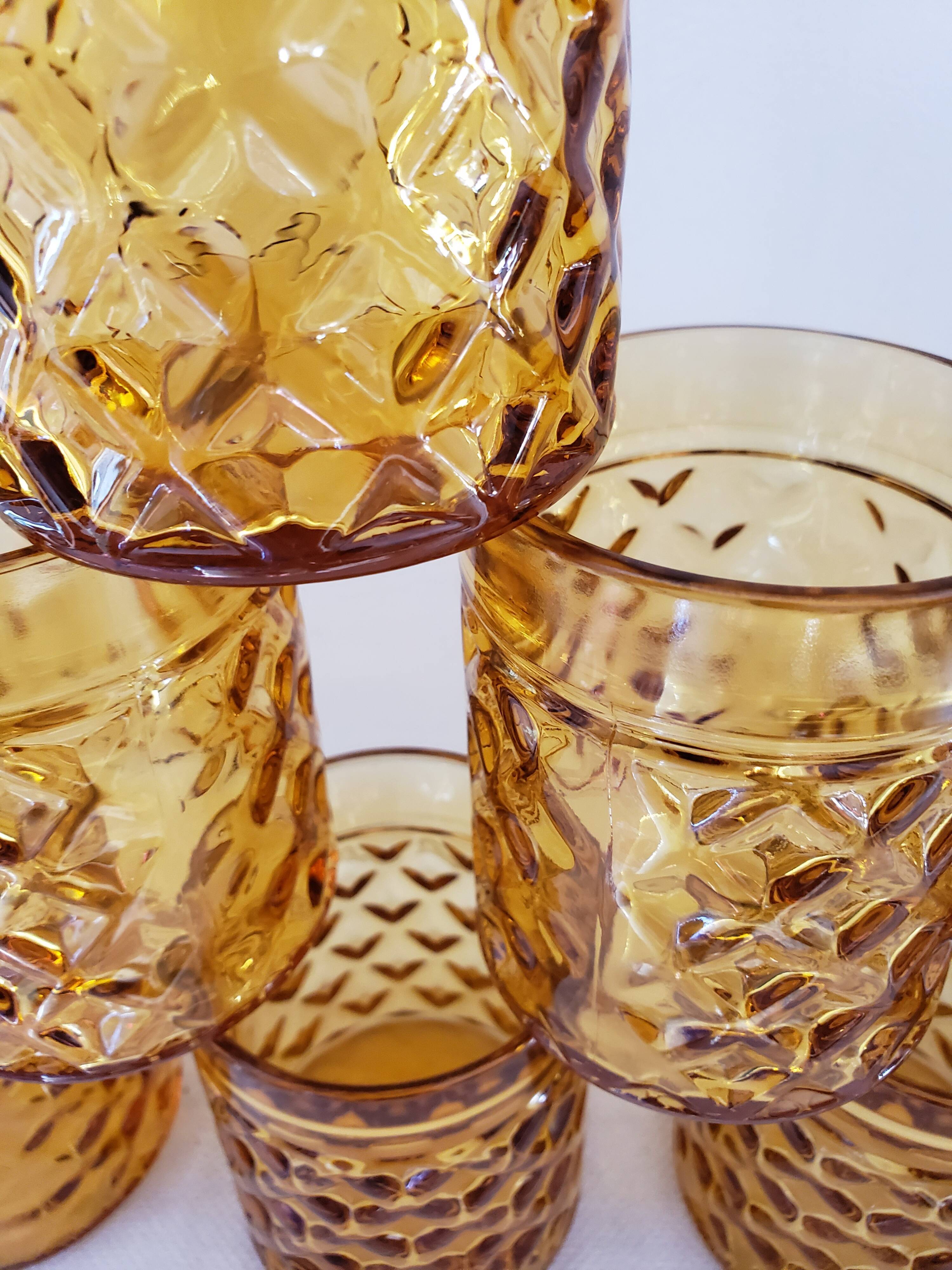 Amber Whisky Glasses 70's