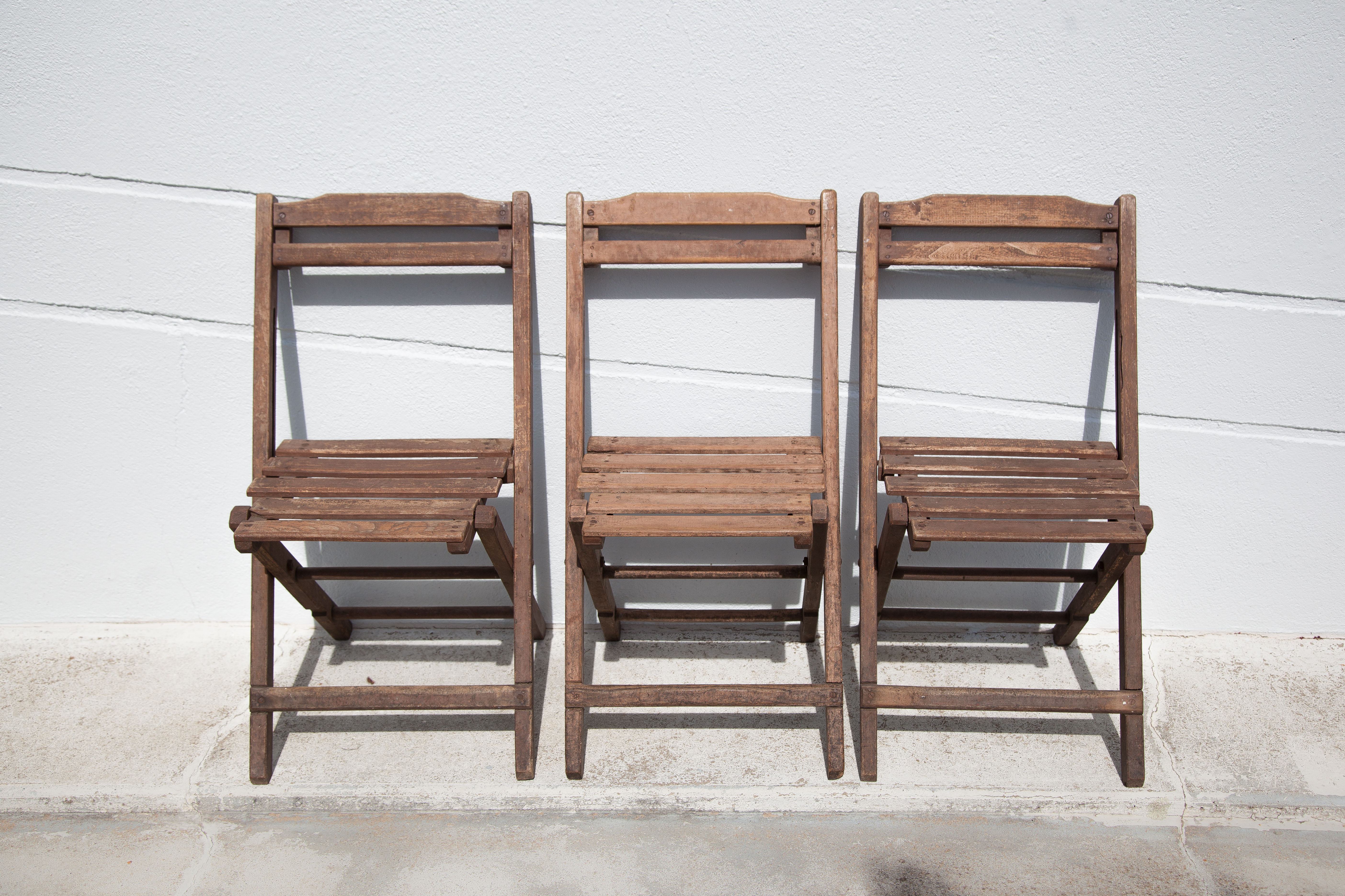 Set of 3 wooden folding chairs