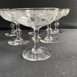 6 Baccarat champagne glasses engraving 3458