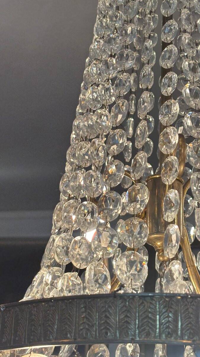 Lustre à pampilles de Style Empire