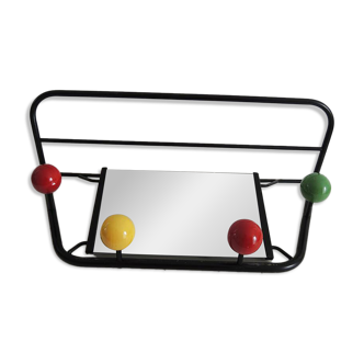 Antique ball coat rack with mirror