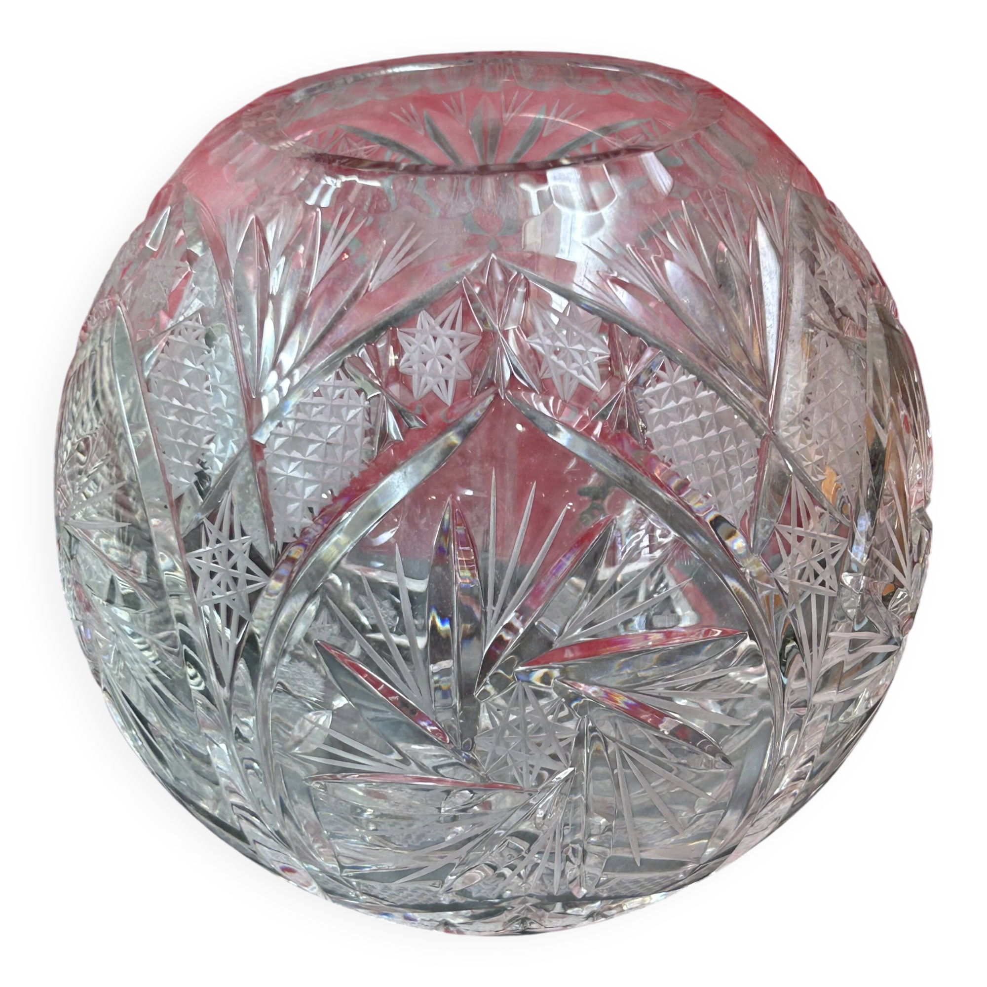 18cm cut crystal ball vase