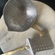 Large and rare Sicilian spoon in aluminum and brass