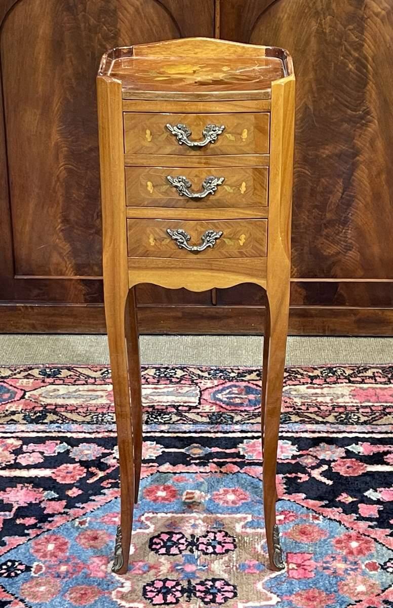 Louis XV style bedside table in rosewood and oak from the 1970s.