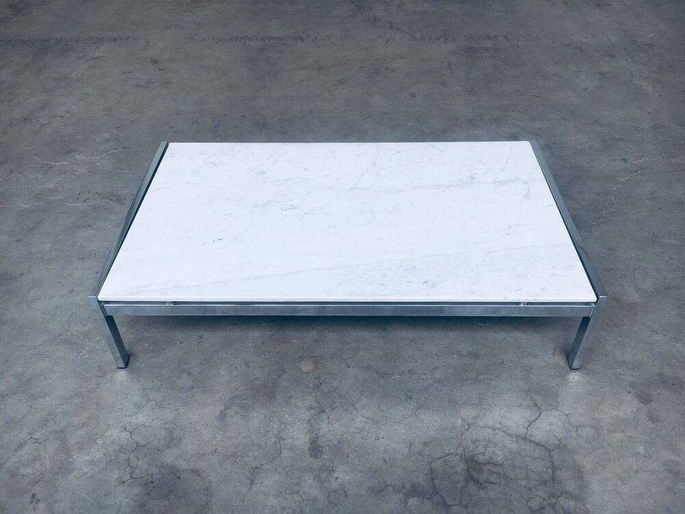 Postmodern Italian Carrara Marble Low Coffee Table, 1970s