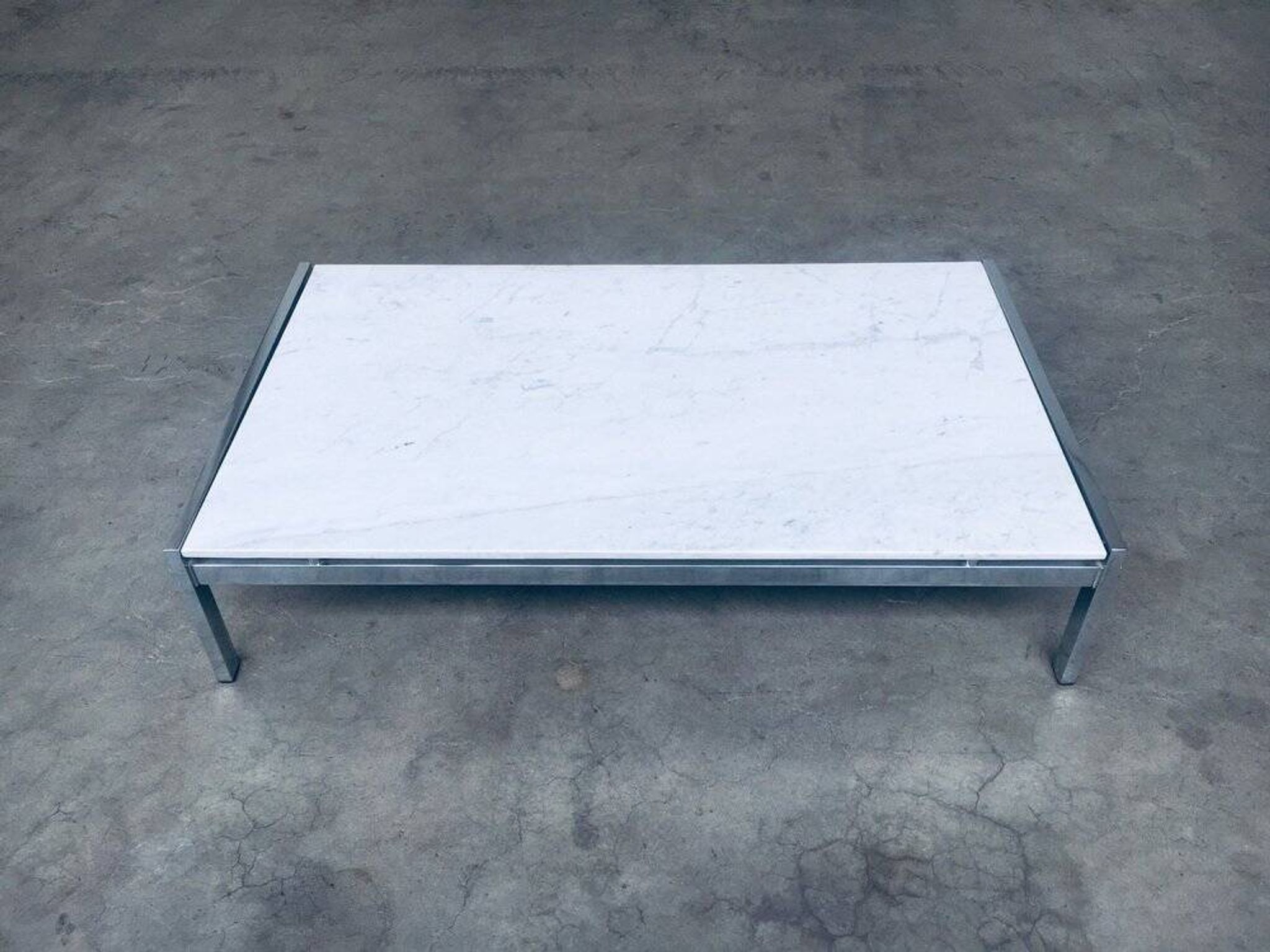Postmodern Italian Carrara Marble Low Coffee Table, 1970s