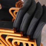 Set of 8 wooden and fabric chairs
