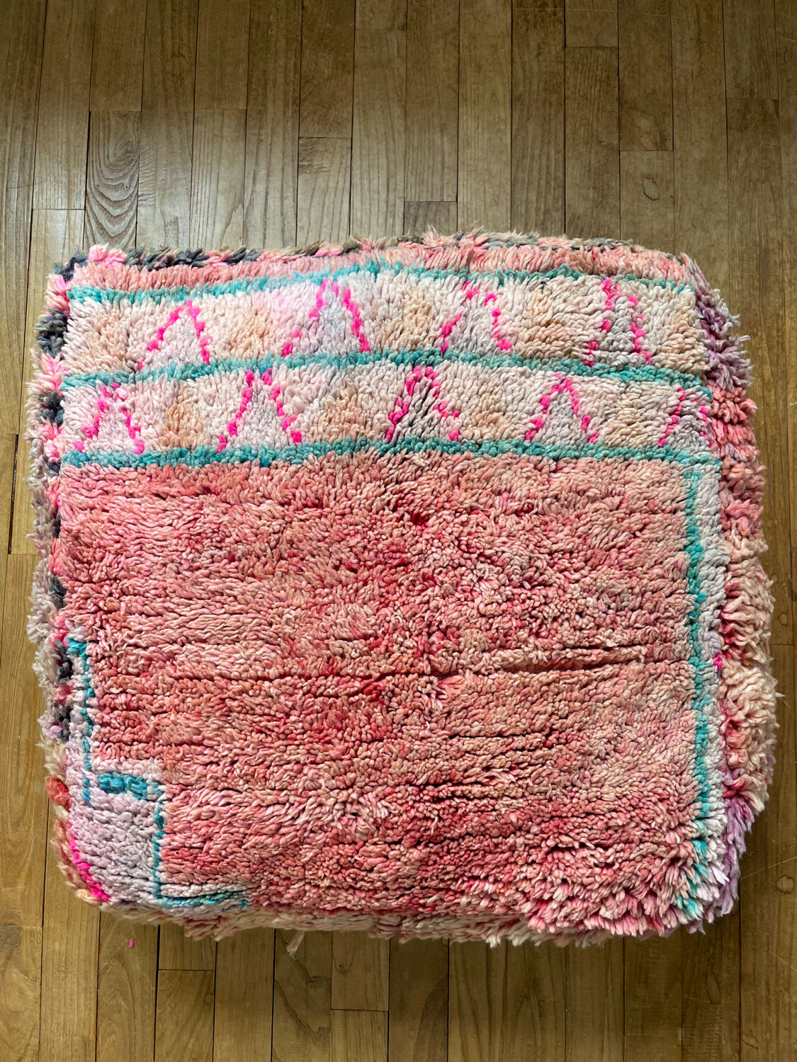 Moroccan bohemian pouf pale pink and green