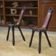 Paire de tabourets tripodes brutalistes en pin 1950’s