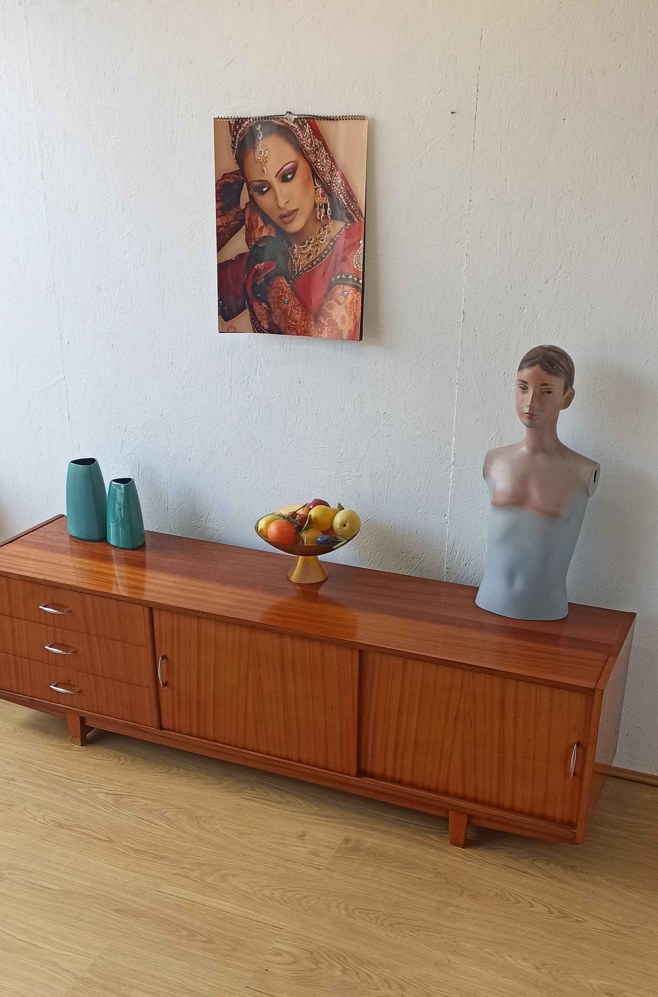 Vintage lowboard with drawers and shelves, 1970