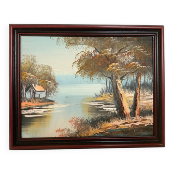Small landscape painting in oil on panel.