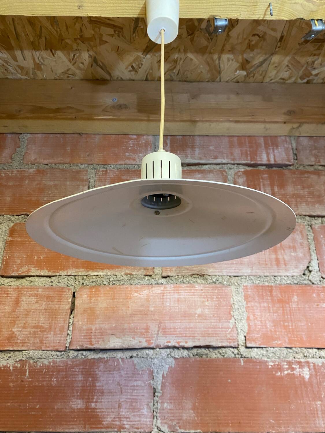 Antique Kitchen Pendant Light White Lacquered Metal 70s Vintage