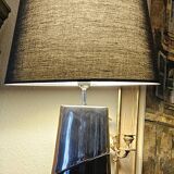 Large vintage silver and black ceramic lamp 120cm