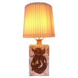 Danish Mid-Century Modern Pottery Table Lamp with Abstract Design 1975
