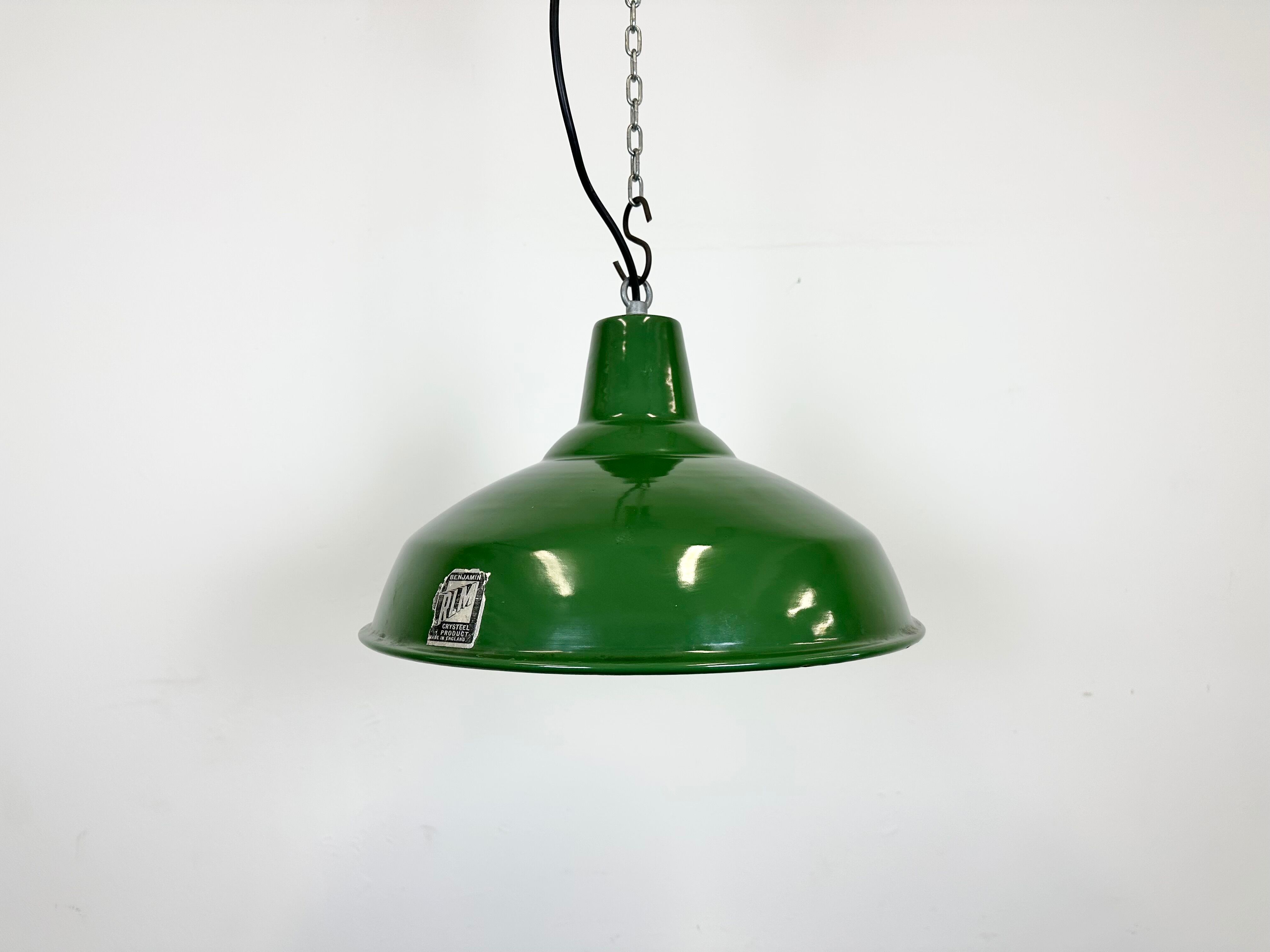 Industrial Green Enamel Factory Lamp from Benjamin, 1960s