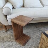 Table d'appoint, chevet contemporain en noyer massif