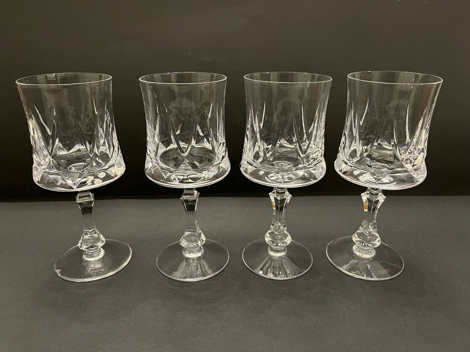 4 cut crystal stemmed glasses