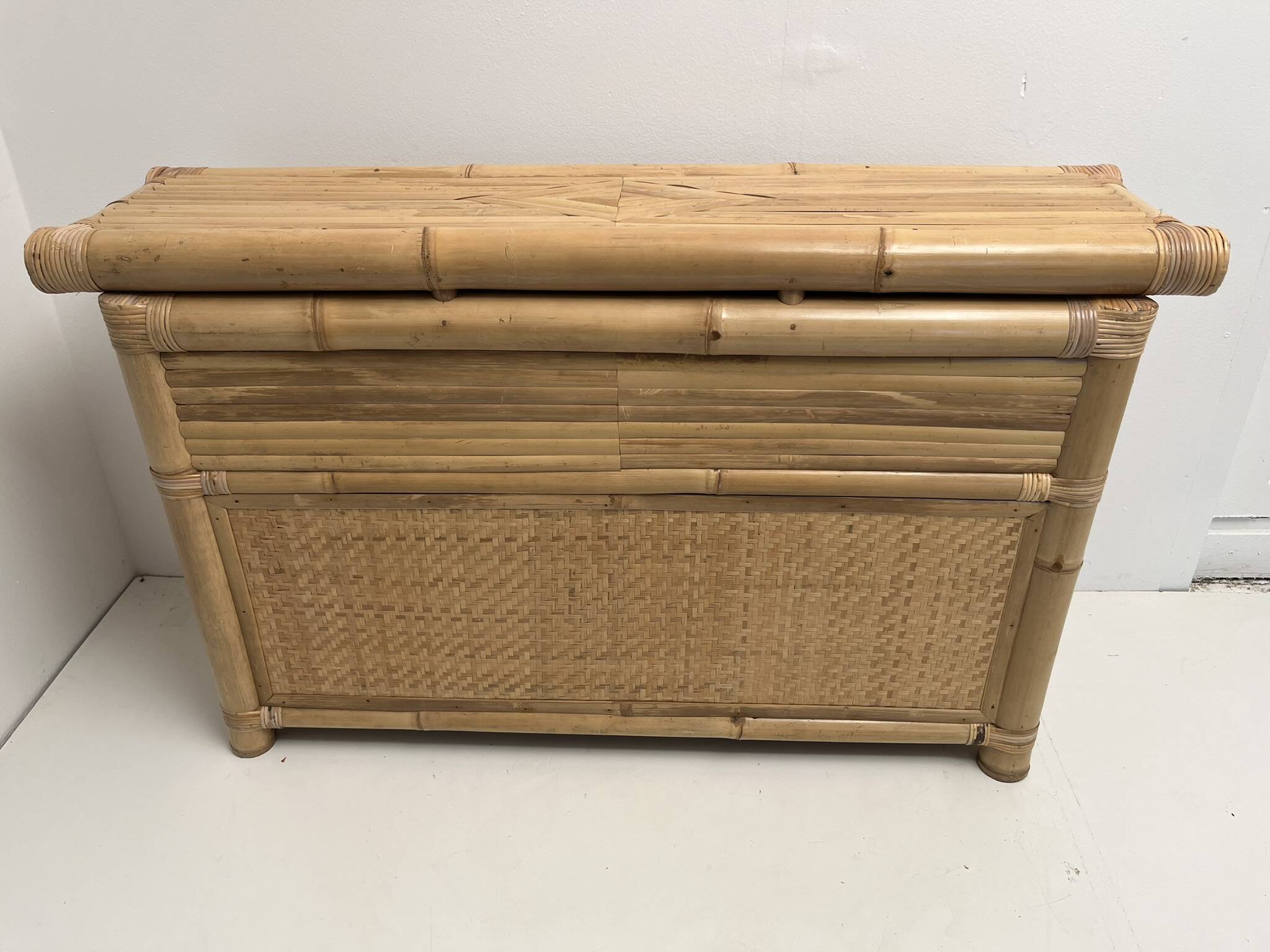 vintage bamboo chest of drawers/console