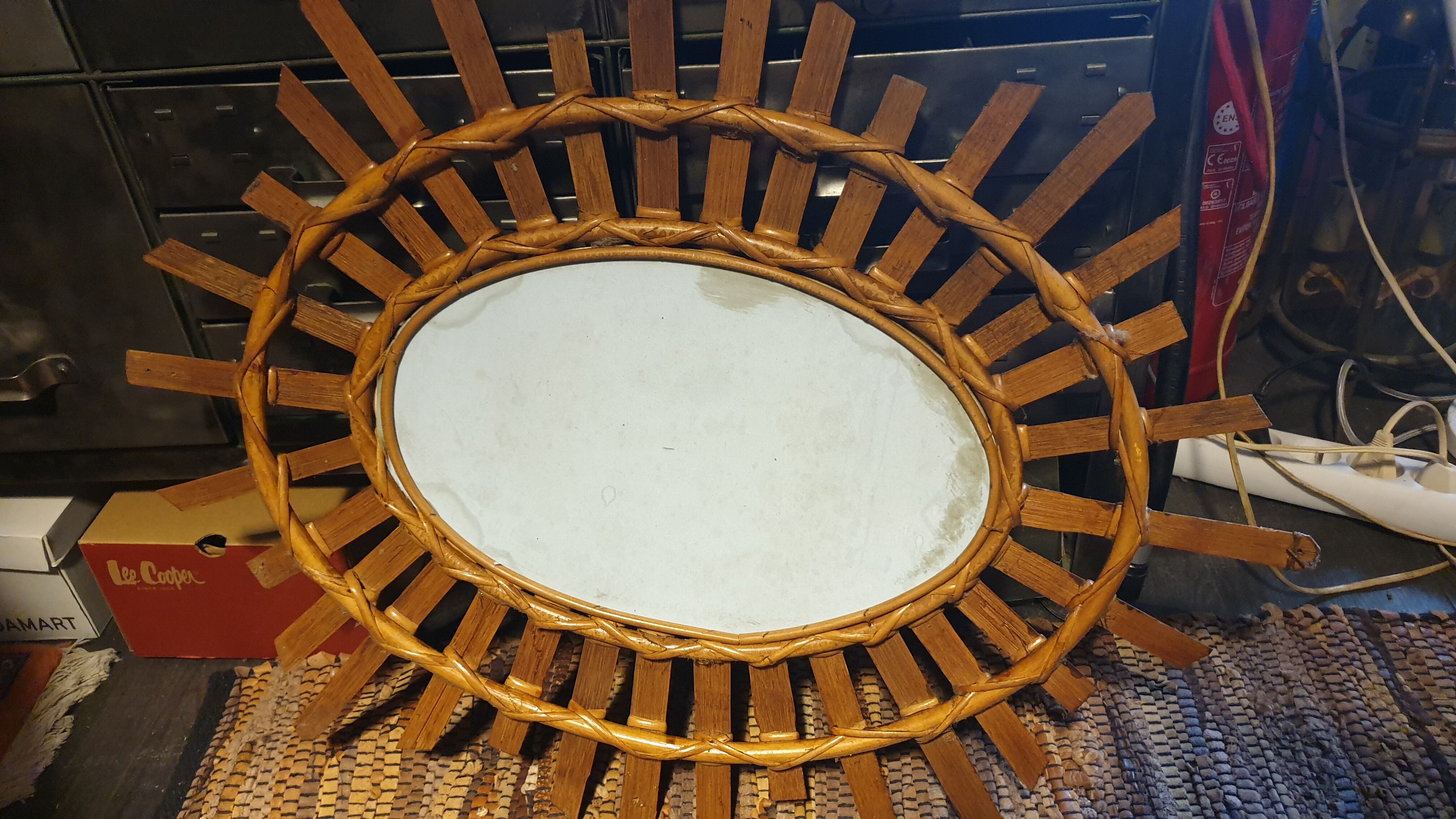 Oval rattan mirror seventies